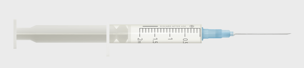 une aiguille hypodermique agrandie cinq fois